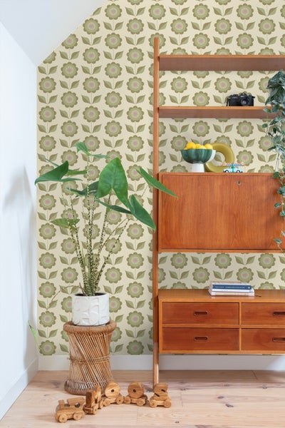 ESTAhome Tapete Blumen Graugrün - 50 x 900 cm - 130979