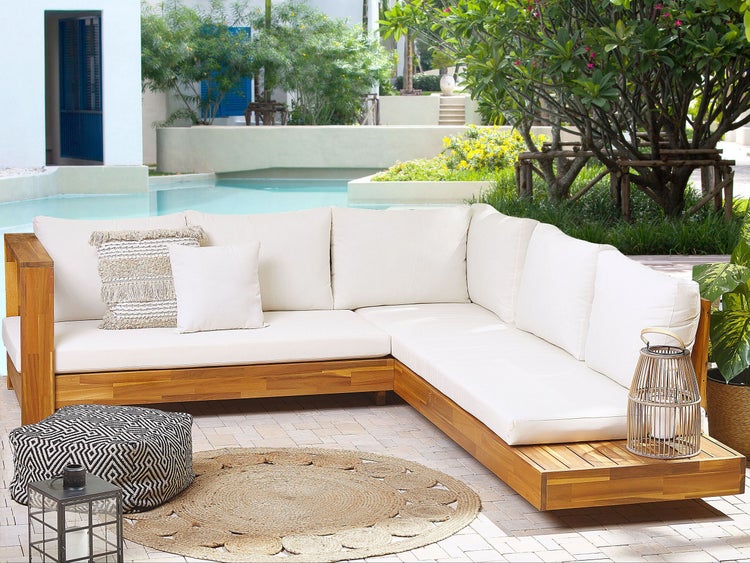 Garten Ecksofa 5-Sitzer MARETTIMO rechtsseitig zertifiziertes Akazienholz Braun