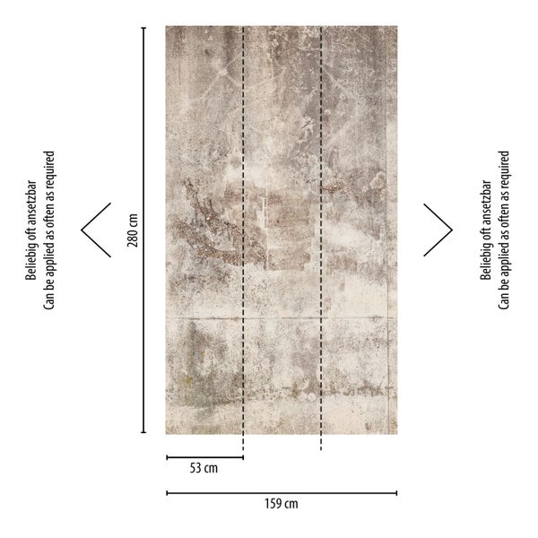 Fototapete in Betonoptik mit Maßangaben