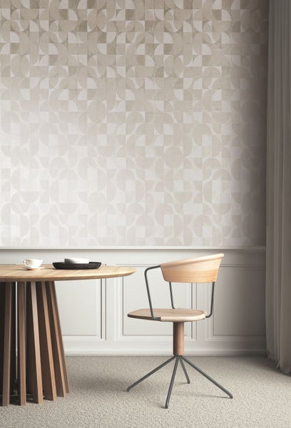 Masureel Tapete geometrisches Motiv Weiß - 53 cm x 10.05 m - 630808