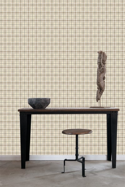 ESTAhome Tapete Karomuster Beige und Braun - 53 cm x 10.05 m - 137723