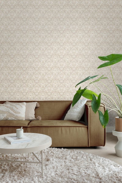 Borastapeter Tapete Blumenmuster im Jugendstil Beige - 53 cm x 10.05 m - 660945