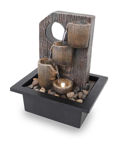Zimmerbrunnen Tischbrunnen FoCoppe antik braun Led 26 cm 10971