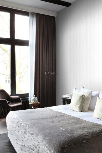 Origin Wallcoverings Tapete Holz-optik Weiß und Silber - 53 cm x 10.05 m - 347541