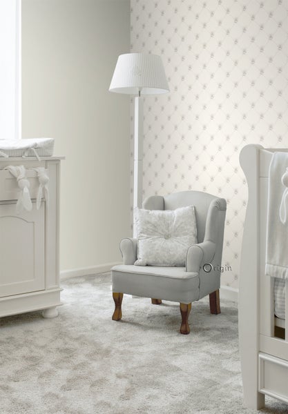 Origin Wallcoverings Tapete kapitoniertes Mustes Weiß und Hellgrau - 53 cm x 10,05 m - 346832