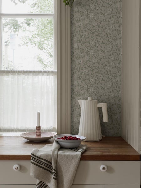 Borastapeter Tapete Blumen Graugrün - 53 cm x 10.05 m - 662679