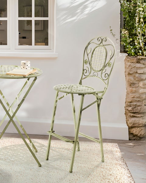 Garten-Barhocker 2er Set BIVIO klappbar Metall Hellgrün