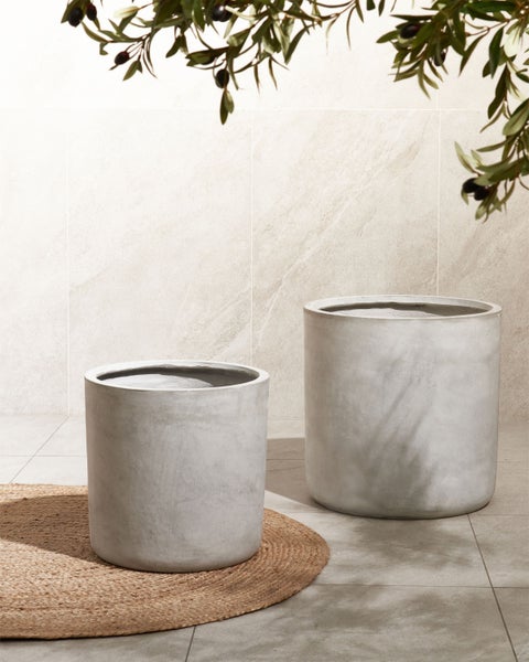 Blumenkübel MESSENE Keramik 41 cm Hellgrau