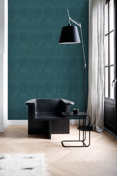 Origin Wallcoverings Tapete Origami-Muster Dunkelblau - 53 cm x 10.05 m - 347860