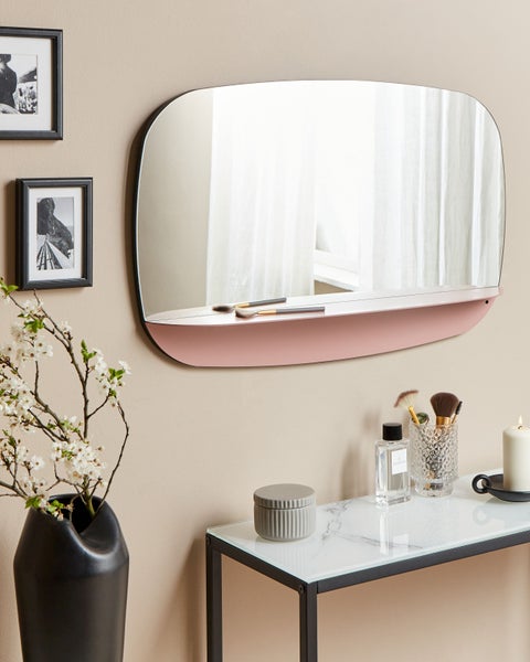 Wandspiegel mit Ablage DOSNON 80 cm 50 cm Metall Rosa