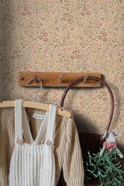 ESTAhome Tapete Blumen helles Altrosa und Lila - 50 x 900 cm - 131456