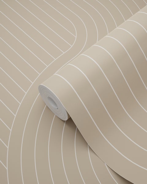 ESTAhome Tapete grafische Linien Sandbeige - 50 x 900 cm - 139925