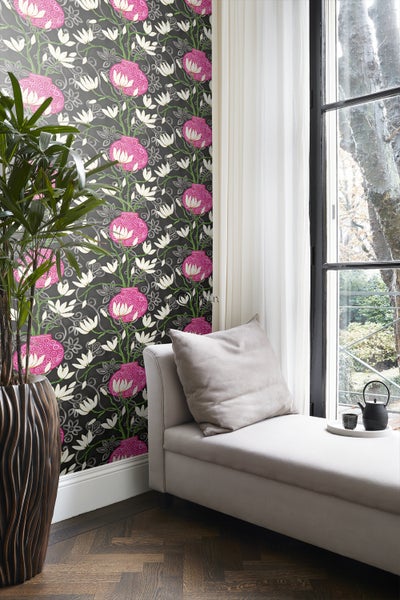 Origin Wallcoverings Tapete Magnolie Schwarz und Rosa - 53 cm x 10.05 m - 346927