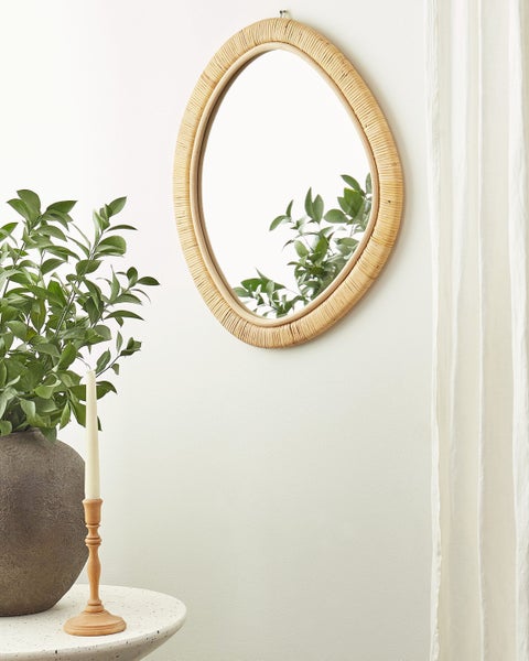 Wandspiegel ZAATARI 50 cm 60 cm Rattan Naturfarben