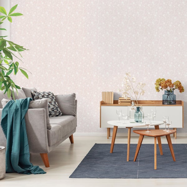 Sanders und Sanders Tapete Blumen Puderrosa und Weiß - 53 cm x 10 m - 640196