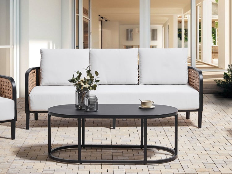 Lounge Set mit Tisch 3-Sitzer MONTEFALCO Metall Weiß