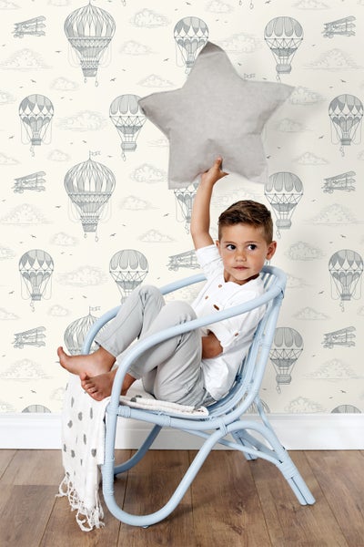 ESTAhome Tapete Luftballons Grauweiß - 50 x 900 cm - 139716