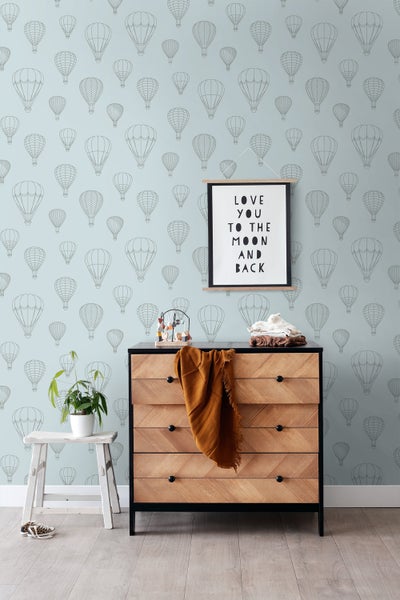 ESTAhome Tapete Luftballons Hellblau - 50 x 900 cm - 139719
