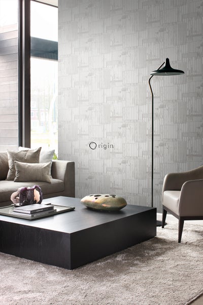Origin Wallcoverings Tapete industrielle Wellplatten aus Metall 3D Crême-Weiß - 53 cm x 10.05 m - 347619