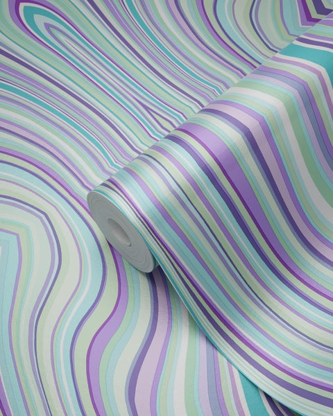 Origin Wallcoverings Tapete grafische Linien Türkis und Lila - 53 cm x 10.05 m - 347226