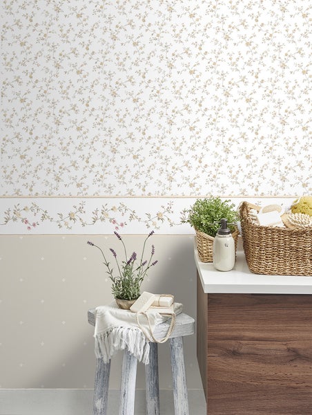 Sanders und Sanders Tapete Blumen Beige und Weiß - 53 cm x 10 m - 640412