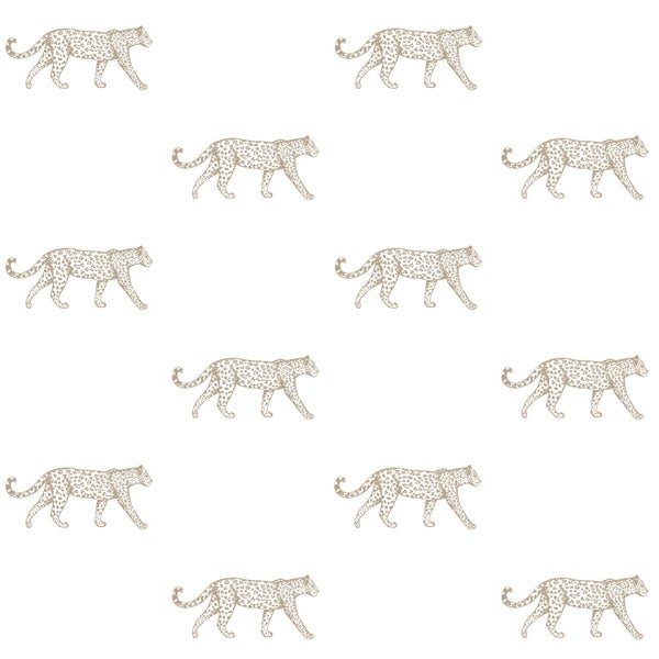 ESTAhome Tapete Panter Weiß und Beige - 53 cm x 10.05 m - 139771