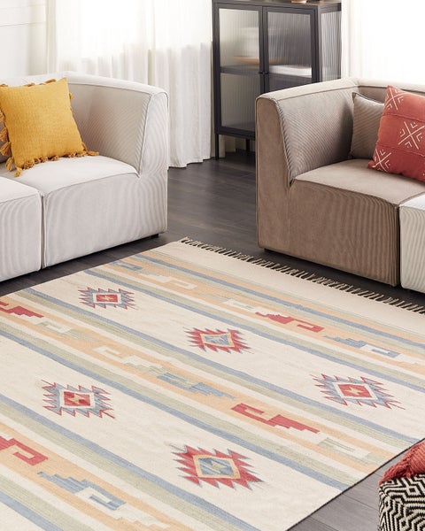 Teppich APARAN Beige 200 x 300 cm Baumwolle Kelim