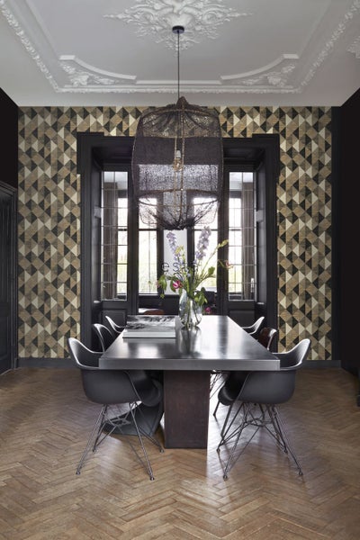 ESTAhome XXL-Vliestapete grafisches Muster Schwarz, Braun und Beige - 50 x 900 cm - 158920