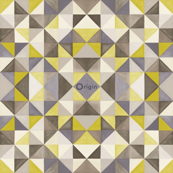 Origin Wallcoverings Tapete kubistisches Muster Ockergelb - 53 cm x 10.05 m - 346908