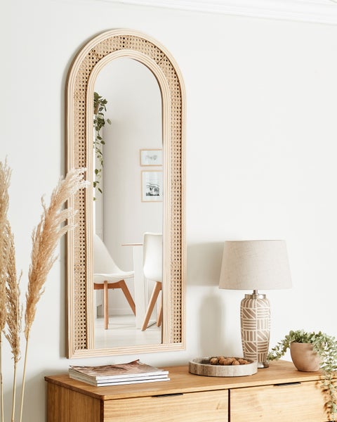 Wandspiegel FRANEY 50 cm 120 cm Rattan Naturfarben