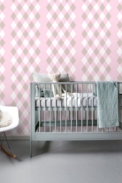 ESTAhome Tapete Karomuster Babyrosa - 53 cm x 10.05 m - 114925