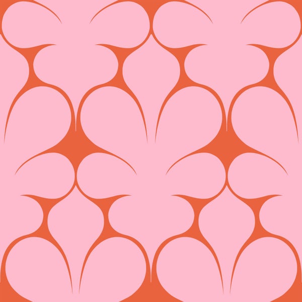 ESTAhome Tapete Retro-Ornamente Rosa und Rot - 50 x 900 cm - 131564