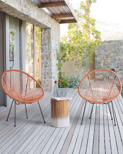 Gartenstuhl 2er Set ACAPULCO II Polyrattan Orange