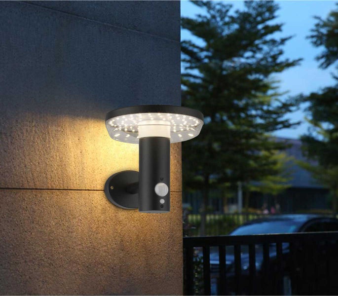 Solar Wandleuchte Piran schwarz 600 lm Bewegungsmelder + Dauerlicht 11021