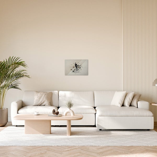 Dekoratives Wandbild aus Glas im Wohnzimmer über der Couch