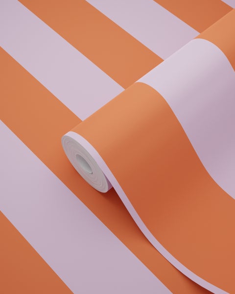 ESTAhome Tapete Streifen Orange und Violett - 53 cm x 10.05 m - 139904