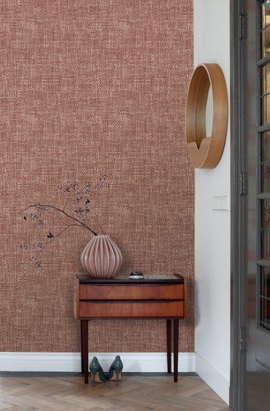 Origin Wallcoverings Tapete Leinen-Optik Terrakotta - 50 x 900 cm - 348050