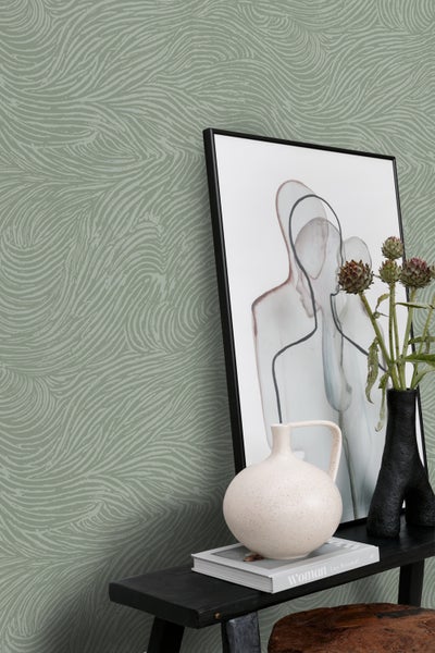 ESTAhome Tapete 3d Wellenförmige Linien Mintgrün - 50 x 900 cm - 139663