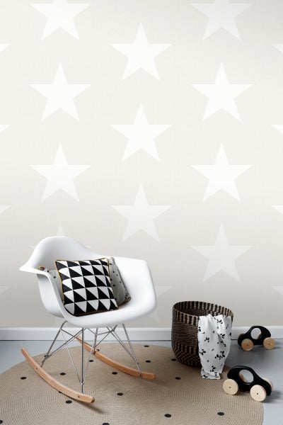 ESTAhome Tapete Sterne auf Jeansstoff Beige - 53 cm x 10.05 m - 138977