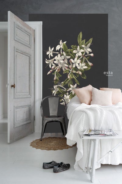 ESTAhome Fototapete Blüte Hellrosa und Schwarz - 1,86 x 2,79 m - 158885