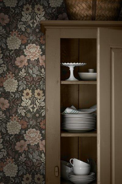 Borastapeter Tapete Blumenmuster im Jugendstil Braun - 53 cm x 10.05 m - 660399