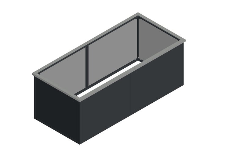 Rechteckiges Hochbeet aus Metall in Anthrazit mit silbernem Rand.