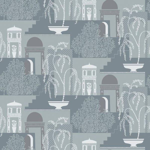 Borastapeter Tapete Mediterrane Häuser Graublau - 53 cm x 10.05 m - 660852