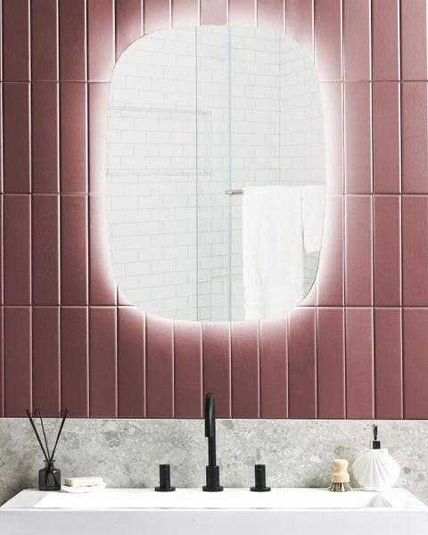 LED-Badezimmer-Spiegel BERGERAC 58 cm 78 cm Silber