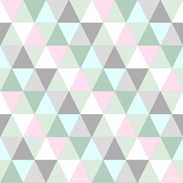 Walls4You Tapete grafische Dreiecke Grün, Grau und Rosa - 53 cm x 10.05 m - 935280