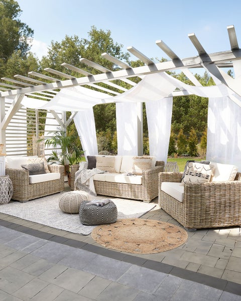 Gartensessel 2er Set ARDEA Rattan Hellbraun