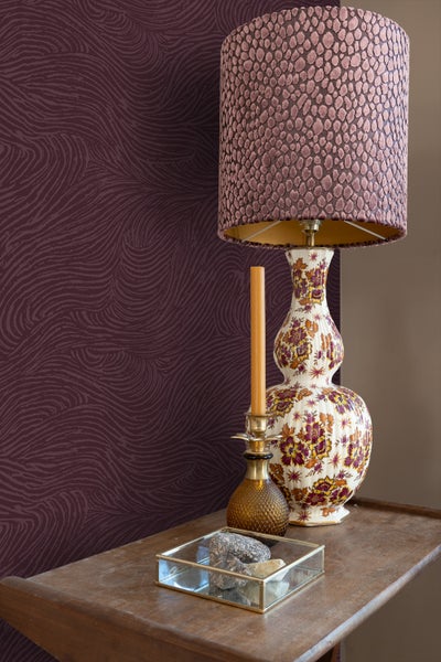 ESTAhome Tapete 3d Wellenförmige Linien Aubergineviolett - 50 x 900 cm - 131367