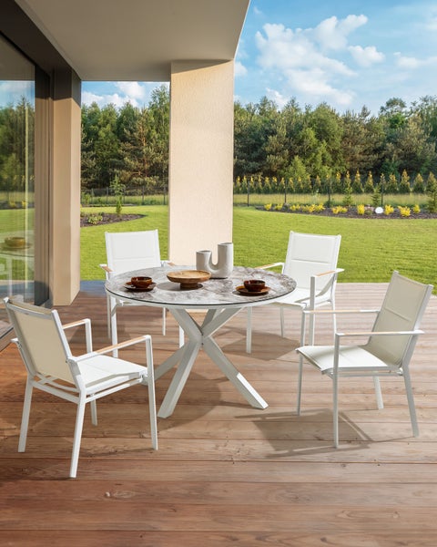 Gartenstuhl 4er Set BUSSETO Metall Weiß