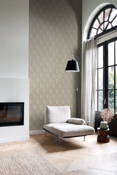 Origin Wallcoverings Tapete 3D Wabenmuster Sandbeige - 53 cm x 10.05 m - 348019