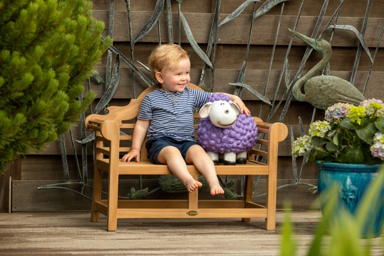 Teak Kinderbank 80 cm unbehandelt premium verspieltes Design